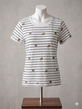 Messy Bun Just Chillin' Sloth Striped Tee - Size S - Flaw